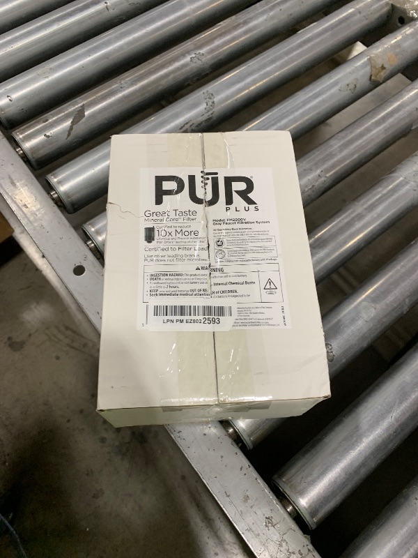 Photo 1 of PUR PLUS Vertical Faucet Mount Water Filtration System, Lead-Reducing Filter, Great-Tasting Water, Easy Install, Lasts 100 Gallons, Compatible with Sinks with External Aerators, Grey