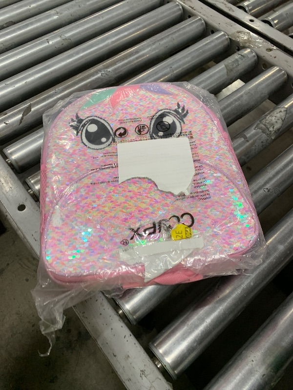 Photo 1 of AGSDON 3PCS Unicorn Backpack for Girls, 12" Toddler Sequin Preschool Bookbag and Lunch Box - Pink