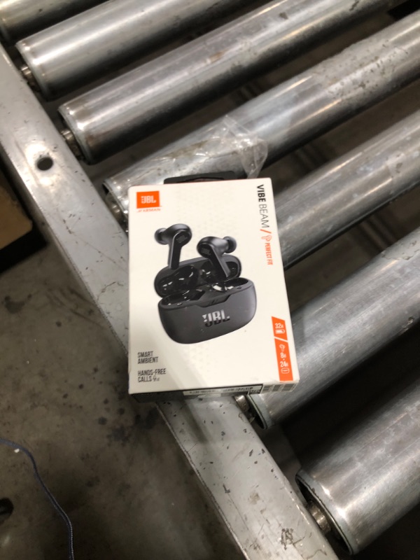 Photo 1 of JBL Vibe Beam - True Wireless JBL Deep Bass Sound Earbuds, Bluetooth 5.2, Water & Dust Resistant, Hands-free call with VoiceAware, Up to 32 hours of battery life (Black)