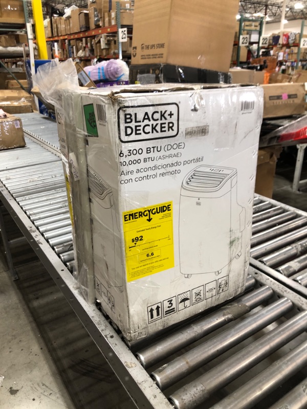 Photo 1 of BLACK+DECKER Portable Air Conditioner, 10,000 BTU (6,300 BTU SACC) for Rooms up to 450 Sq. Ft., Portable AC with Follow Me Remote Control and Window Kit, BPACT10WT, White