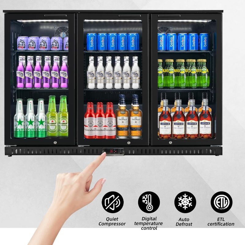 Photo 1 of Back Bar Cooler with 3 Glass Doors, 11.5 cu.ft Under Counter Beverage Refrigerator, Mini Fridge Cooler with LED Lighting for Soda Drinks, Beer, Wine