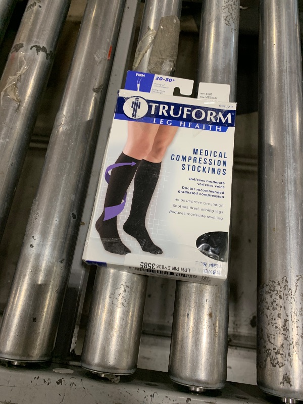 Photo 1 of Truform 20-30 mmHg Compression Stockings for Men and Women, Knee High Length, Closed Toe, Black, Medium