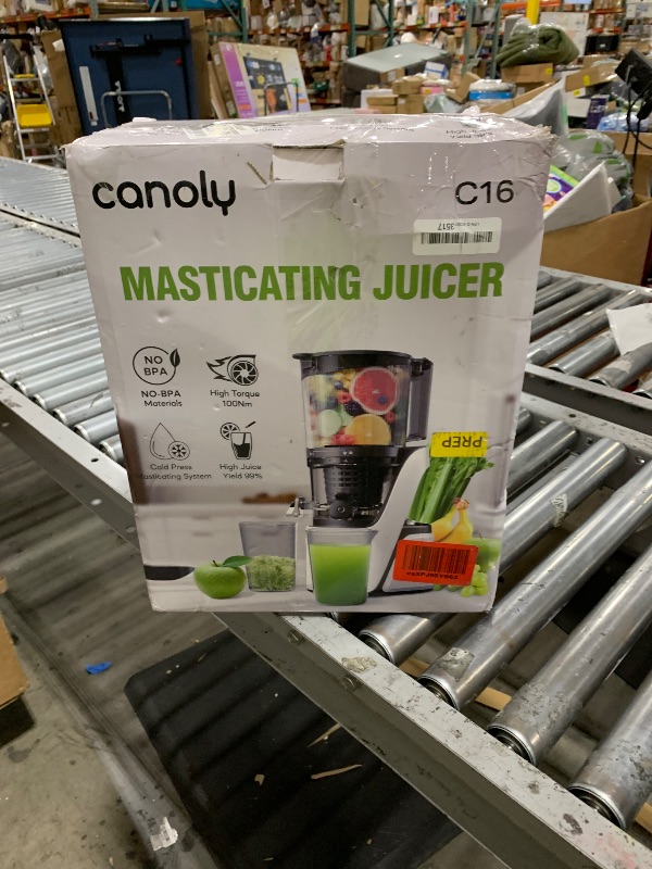 Photo 1 of Canoly C16 Cold Press Juicer, 6" Extra Wide Feed Chute with Dual Strainers (Juice & Sorbet), Powerful AC Brushless Motor, Self Precut System, Juicer Machines with BPA Free (Pearl White)