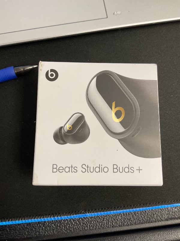 Photo 1 of Beats Studio Buds + | True Wireless Noise Cancelling Earbuds, Enhanced Apple & Android Compatibility, Built-in Microphone, Sweat Resistant Bluetooth Headphones, Spatial Audio - Black/Gold