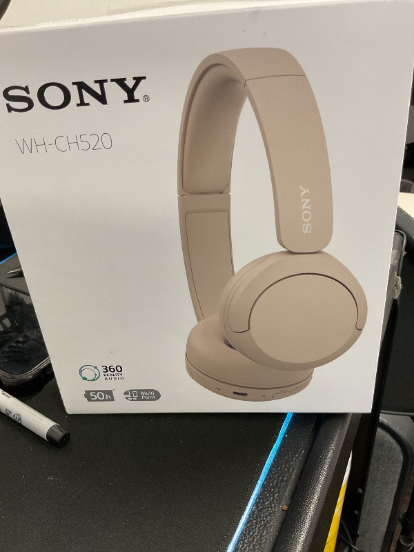 Photo 1 of Sony WH-CH520 Best Wireless Bluetooth On-Ear Headphones with Microphone for Calls and Voice Control, Up to 50 Hours Battery Life with Quick Charge Function, Includes USB-C Charging Cable - Beige