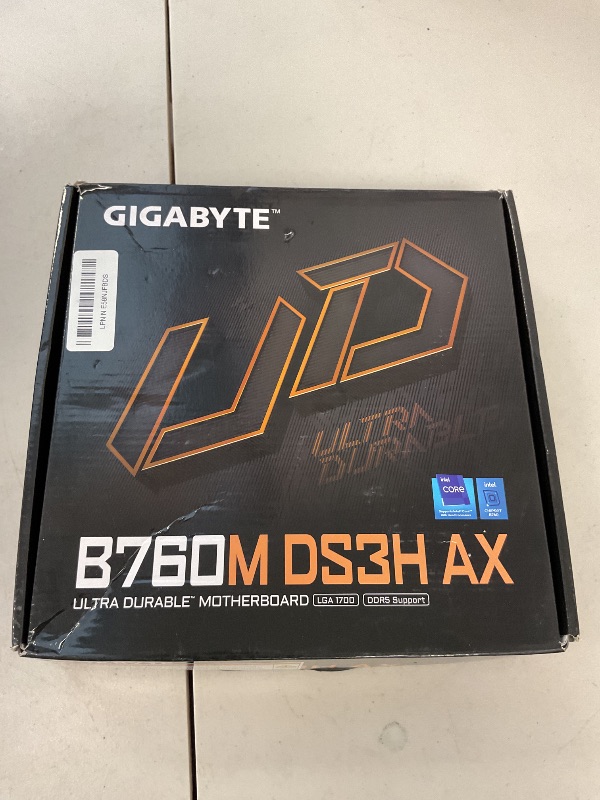 Photo 1 of GIGABYTE B760M DS3H AX (LGA 1700/ Intel/ B760/ M-ATX/ DDR5/ 2* M.2/ PCIe 4.0/ USB 3.2 Gen 2 Type-C/WiFi 6E/ 2.5GbE LAN/Q-Flash Plus/PCIe EZ-Latch/Motherboard)