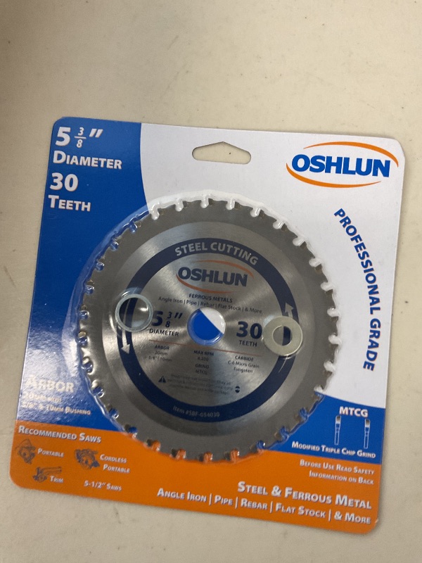 Photo 1 of Oshlun SBF-054030 5-3/8-Inch 30 Tooth MTCG Saw Blade with 20mm Arbor (5/8-Inch and 10mm Bushings) for Mild Steel and Ferrous Metals