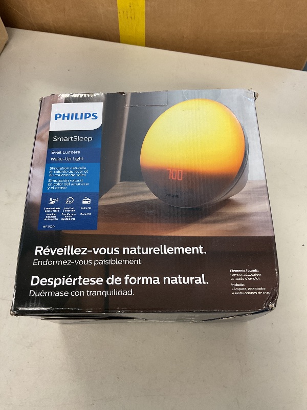 Photo 1 of Philips SmartSleep Wake-up Light, Colored Sunrise and Sunset Simulation, 5 Natural Sounds, FM Radio & Reading Lamp, Tap Snooze, HF3520/60