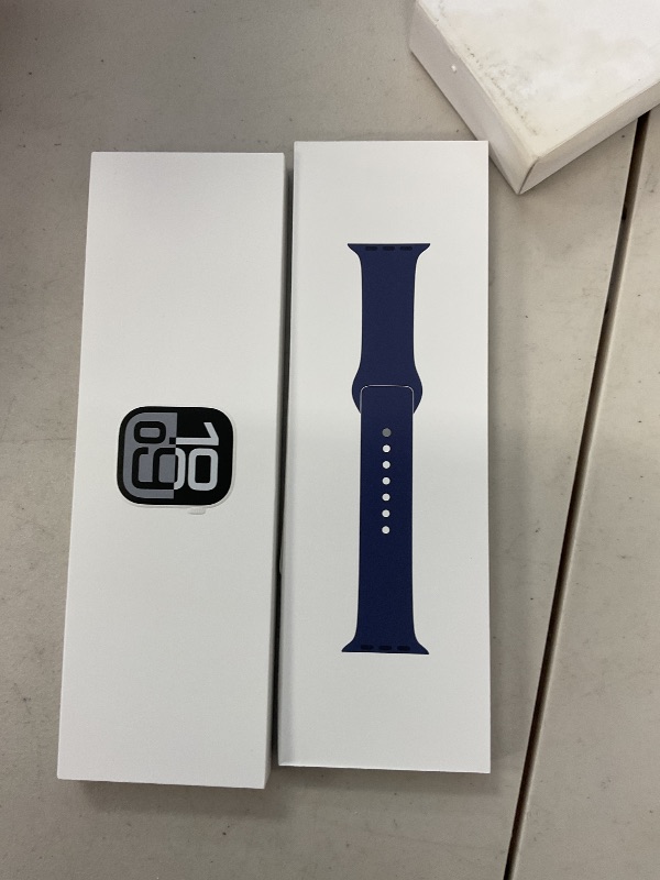 Photo 1 of SEE NOTES PICTURES ,,,,Apple Watch Series 10 [GPS 46mm case] Smartwatch with Silver Aluminium Case with Denim Sport Band - M/L. Fitness Tracker, ECG App, Always-On Retina Display, Water Resistant