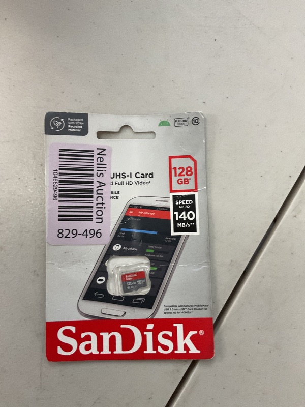Photo 1 of SanDisk 128GB Ultra microSDXC UHS-I Memory Card - Up to 140 MB/s, C10, U1, Full HD, A1, Micro SD Card - SDSQUAB-128G-GN6MN