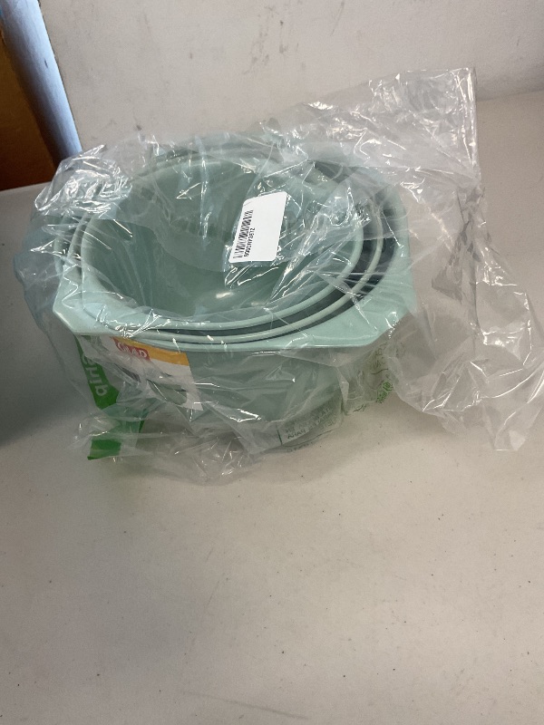 Photo 1 of GLAD Mixing Bowls with Pour Spout, Set of 3 | Nesting Design Saves Space | Non-Slip, BPA Free, Dishwasher Safe Plastic | Kitchen Cooking and Baking Supplies, Sage Green