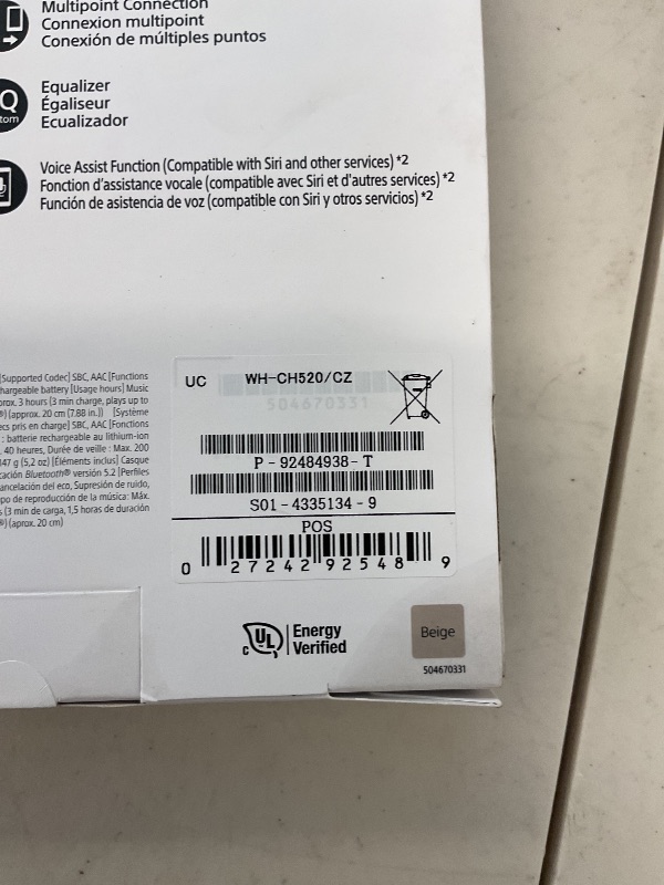 Photo 1 of SEE NOTE PICTURES Sony WH-CH520 Best Wireless Bluetooth On-Ear Headphones with Microphone for Calls and Voice Control, Up to 50 Hours Battery Life with Quick Charge Function, Includes USB-C Charging Cable - Beige
