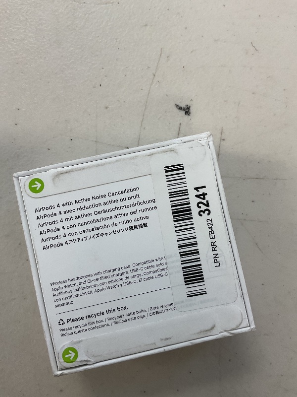 Photo 1 of Apple AirPods 4 Wireless Earbuds, Bluetooth Headphones, with Active Noise Cancellation, Adaptive Audio, Transparency Mode, Personalized Spatial Audio, USB-C Charging Case, Wireless Charging, H2 Chip