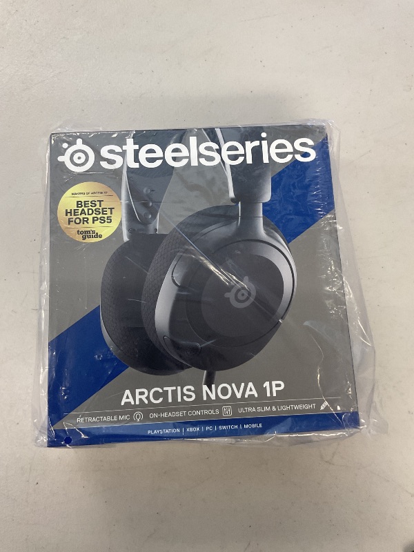 Photo 1 of SteelSeries 61611 Arctis Nova 1P Gaming Headphones, Wired, Enclosed Type, Two-Way Microphone, Noise Canceling, Spatial Audio, Hi-Fi Sound, Adjustable, Black