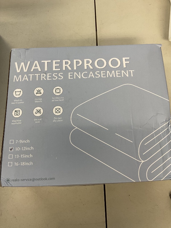Photo 1 of Queen Size Mattress Protector with Zipper - 100% Waterproof Zippered Mattress Cover - Soft & Cooling Noiseless Bed Mattress Covers - Top Removable Mattress Encasement 10-12" Deep