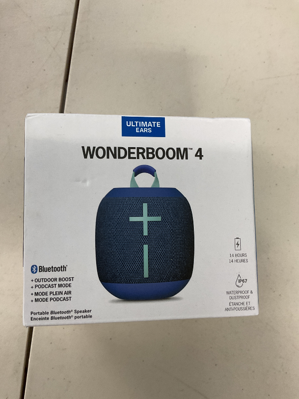 Photo 1 of Ultimate Ears WONDERBOOM 4 Outdoor Speakers Bluetooth Waterproof with Big Bass & 360-Degree Sound, Dustproof Floating Wireless Speaker, 131ft Range - Blue