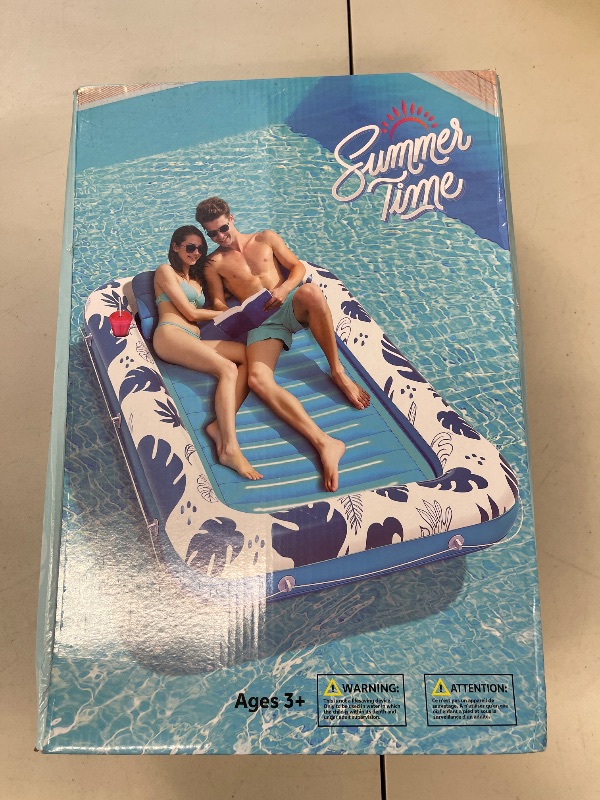Photo 1 of JOYHAPISTAR Inflatable Tanning Pool Floats for Adults, 70" x 46" Large Rectangle Pool Lounger Float, Summer Beach Blow Up Lake Suntan Swimming Pool Rafts Blue