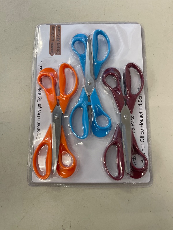 Photo 1 of Scissors,Office Scissors All Purpose Ergonomic Design Comfort-Grip Handles Sharp Scissor For Office Home Craft Sewing Fabric Supplies School Student Teacher 6 Pack