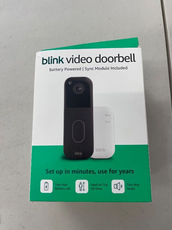 Photo 1 of Blink Video Doorbell (newest model) – Head-to-toe HD view, two-year battery life, and simple setup. Sync Module Core included – System (Black)