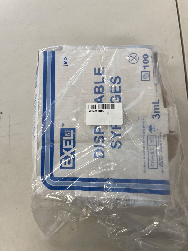 Photo 1 of Generic 100 Pack Disposable Syringes with Needle and Cap, 3ml, 3cc, 22 Guage, 1 Inch Needle, Luer Lock, 100 Count Individually Wrapped 22G Needle Syringe