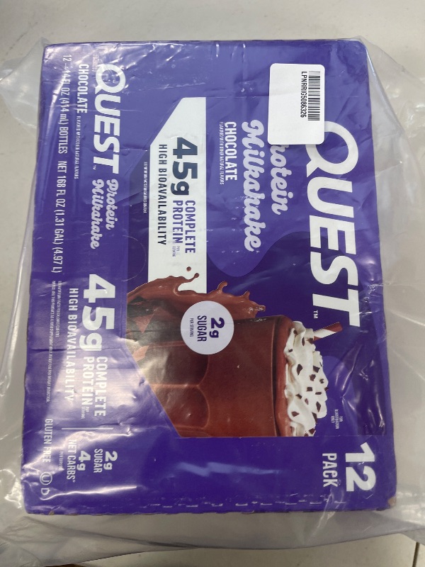 Photo 1 of Quest Nutrition Chocolate Protein Shake, 45g Protein, 2g Sugar, 4g Net Carbs, Ready to Drink, Gluten Free, 12 Count