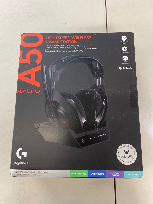 Photo 1 of Logitech G Astro A50 Omni-Platform Wireless Gaming Headset + Base Station for PS5, Xbox, PC: PLAYSYNC Audio Switcher, <16 bit/48kHz (Console), <24 bit/48 kHz (PC), 24hr Battery, 2.4GHz & BT - Black