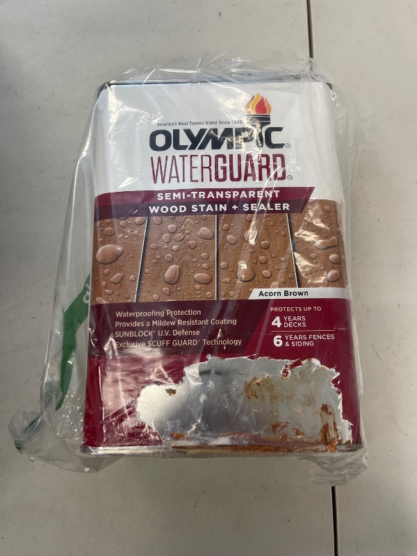 Photo 1 of Olympic WaterGuard 1 gal. Acorn Brown Semi-Transparent Wood Stain and Sealer