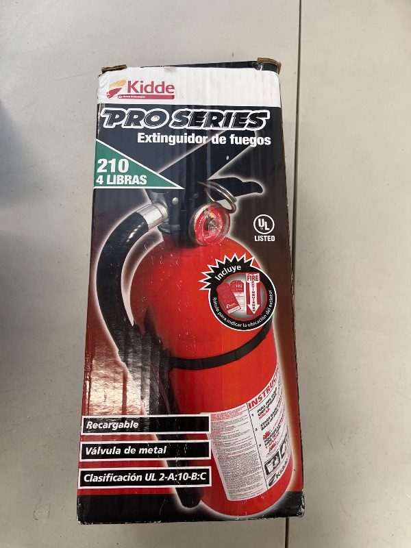 Photo 1 of Kidde Pro 210 2A:10-B:C Fire Extinguisher, Rechargeable, Multi-Purpose for Home & Office, 4 lbs., Mounting Bracket Included , Red