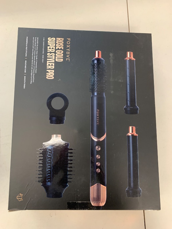 Photo 1 of FoxyBae Interchangeable 5-in-1 Super Styler Pro Hair Styling Curling Iron Set - w/Drying Cylinder, Ceramic Blowout & Round Brushes, 2 Auto-Wrap Curlers...
