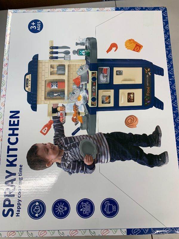 Photo 1 of Play Kitchen Toys for Kids - 46-Piece Realistic Kitchen Set with Lights, Sounds, and Spray Function - Perfectly Gift for Ages 3+