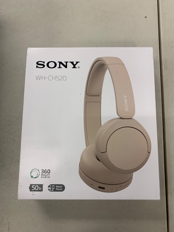 Photo 1 of Sony WH-CH520 Best Wireless Bluetooth On-Ear Headphones with Microphone for Calls and Voice Control, Up to 50 Hours Battery Life with Quick Charge Function, Includes USB-C Charging Cable - Beige