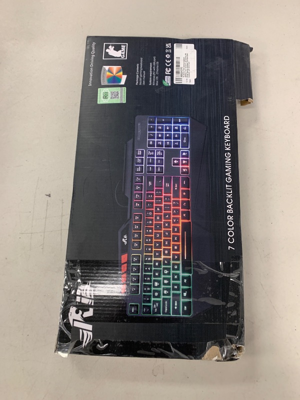 Photo 1 of Rii RK202 RGB Gaming Keyboard Multiple Color Rainbow LED Backlit USB Wired Gaming Keyboard with Wrist Rest for Windows & Mac PC Gamers (Black)