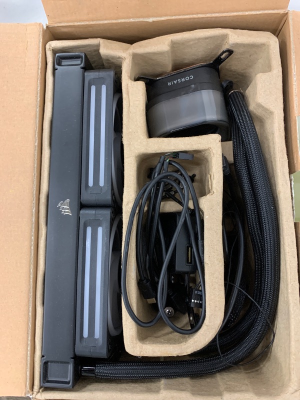 Photo 1 of CORSAIR iCUE Link H100i LCD Liquid CPU Cooler - 240mm AIO - QX120 RGB Fans - 2.1” IPS LCD Screen - Fits Intel LGA 1700, AMD AM5 - iCUE Link System Hub Included - Black