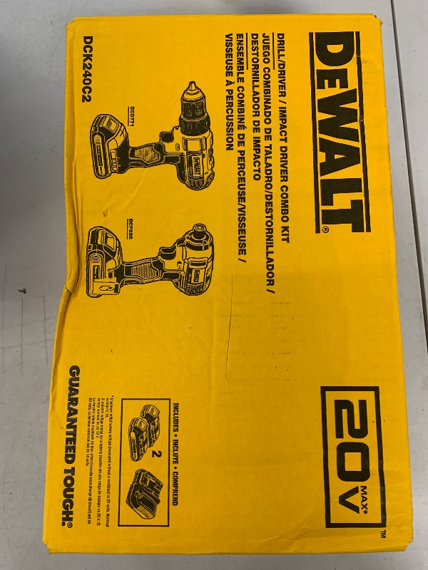 Photo 1 of DEWALT 20V MAX Cordless Drill and Impact Driver, Power Tool Combo Kit with 2 Batteries and Charger (DCK240C2)