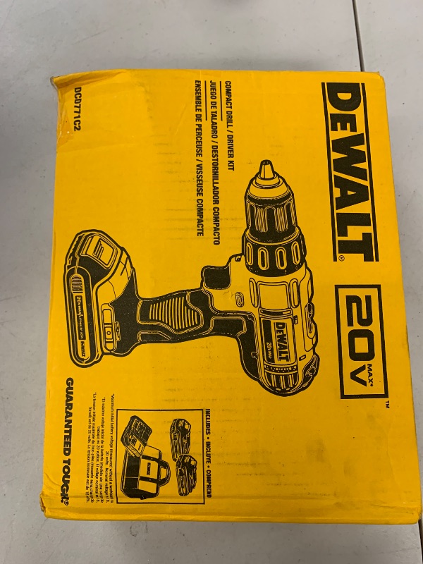 Photo 1 of DEWALT 20V Max Cordless Drill/Driver Kit, 2 Batteries and Charger Included (DCD771C2)