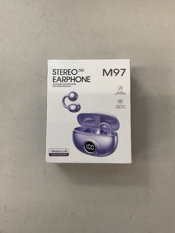 Photo 1 of AI Translation Wireless Earbuds with LED Display Case, Clip-on Type Sports Headphones, AI Clip-on Earbuds Purple M97