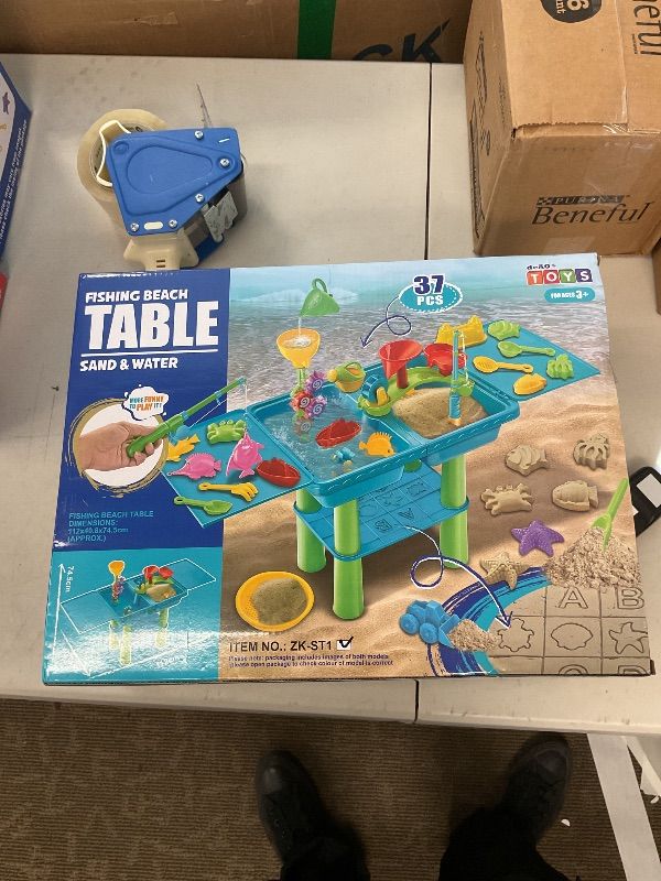 Photo 1 of deAO Water Table for Toddlers Outdoor Play Table Summer Toys with 23PCS Beach Toy,2 Fishing Pool Toys,Activity Sandbox Sensory Toy for Kids