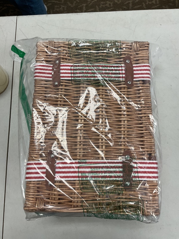 Photo 1 of YPshuye Picnic Baskets Wicker Willow Picnic Set for 4 Persons with Insulated Cooler Bag and Waterproof Picnic Blanket for Summer Outdoor Camping Date, Wedding Valentine's Day Birthday Gift