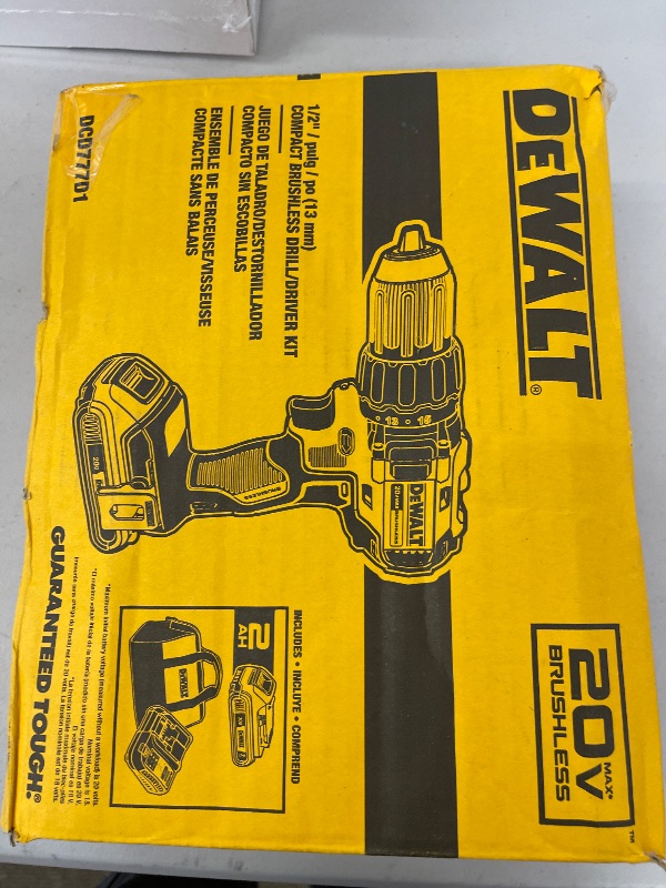 Photo 1 of DEWALT 20V MAX Cordless Drill Driver, 1/2 Inch, 2 Speed, XR 2.0 Ah Battery and Charger Included (DCD777D1)