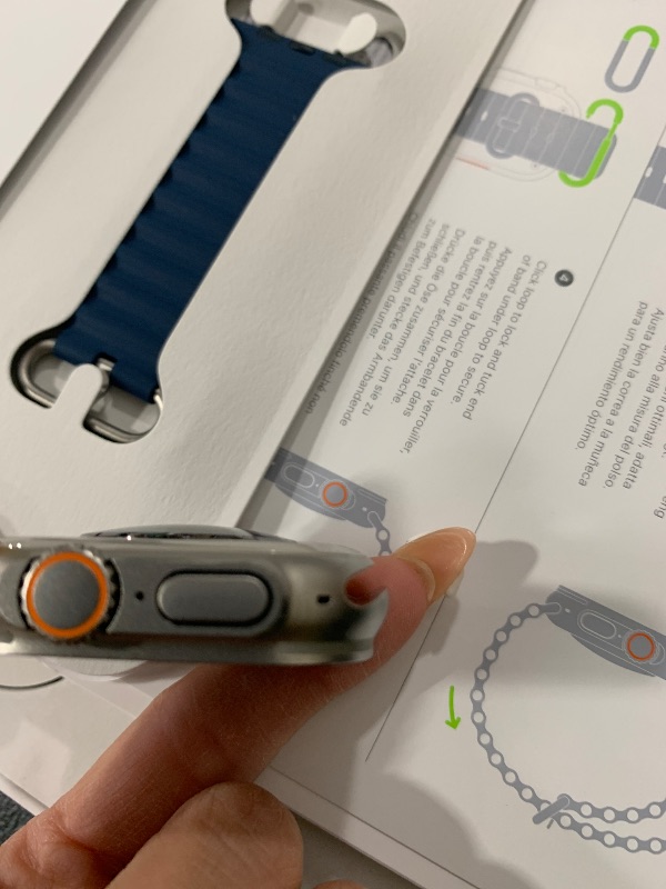 Photo 9 of Apple Watch Ultra 2 [GPS + Cellular 49mm] Smartwatch with Rugged Titanium Case & Blue Ocean Band One Size. Fitness Tracker, Precision GPS, Action Button, Extra-Long Battery Life
