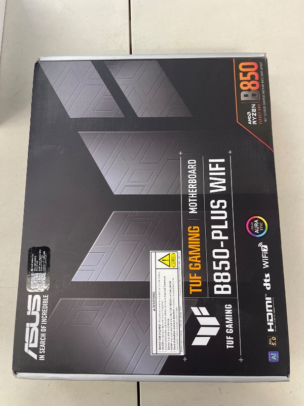 Photo 1 of ASUS TUF Gaming B850-PLUS WiFi AMD AM5 B850 ATX Motherboard, 14+2+1 80A Stages, AI Ready, DDR5, PCIe 5.0, 3X M.2, Wi-Fi 7, 2.5Gb LAN, DisplayPort, HDMI™, USB 10Gbps & 20Gbps Type-C®, BIOS Flashback™