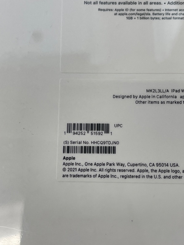 Photo 1 of Apple iPad (9th Generation): with A13 Bionic chip, 10.2-inch Retina Display, 64GB, Wi-Fi, 12MP front/8MP Back Camera, Touch ID, All-Day Battery Life – Silver