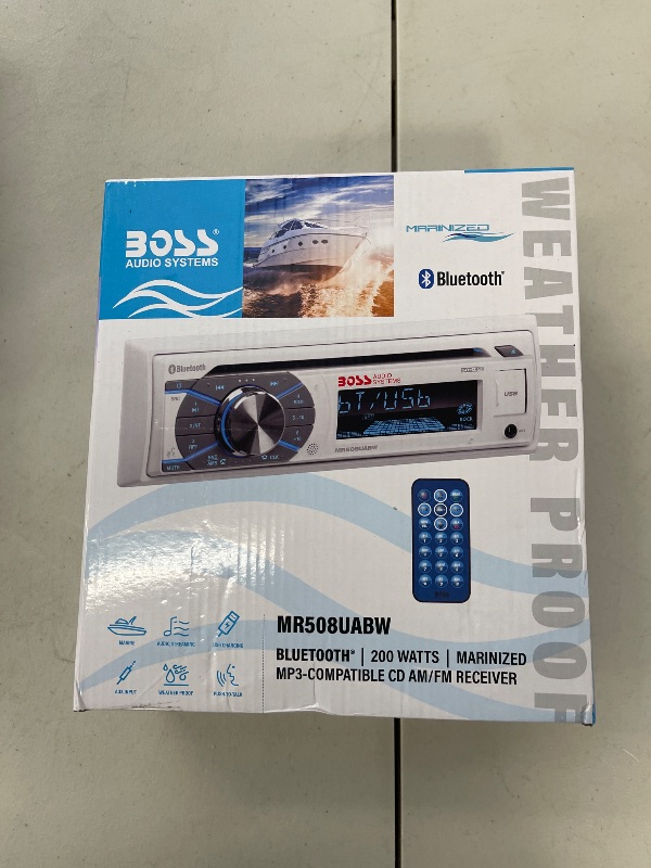 Photo 1 of BOSS Audio Systems MR508UABW Marine Boat Stereo - Single Din, Bluetooth Audio and Calling Head Unit, AM/FM Radio Receiver, CD Player, Weatherproof, USB