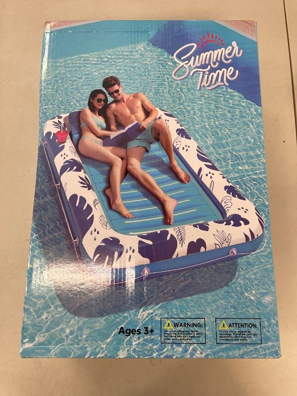 Photo 1 of JOYHAPISTAR Inflatable Tanning Pool Floats for Adults, 85" x 57" Large Rectangle Pool Lounger Float, Summer Beach Blow Up Lake Suntan Swimming Pool Rafts Blue