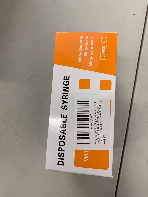 Photo 1 of 30 Pack 3ml Disposable Syringes with Needle 23Ga 1.0 inch Needle ,Luer Lock Industrial Dispensing Accessories,Individually Wrapped