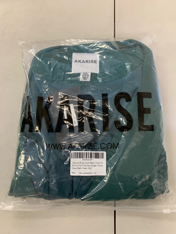 Photo 1 of Akarise Wrap Detail Blazer Dress for Women Long Sleeve Lapel Collar Tie Front Elegant Wrap Dress for Casual Office Business Dark Green