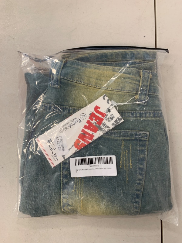 Photo 1 of Jeans Men Stacked Stretch Blue Ripped Jeans for Men Slim Fit Skinny Streetwear Denim Fashion Younger Zipper Pants Rip Holey Jeans 2024-8102-28