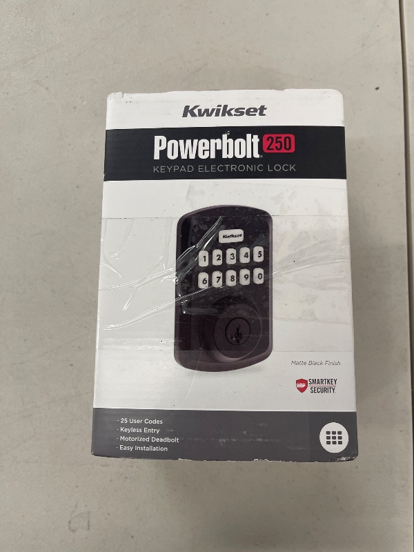 Photo 1 of Kwikset Powerbolt 250 10-Button Keypad Matte Black Transitional Electronic Deadbolt Door Lock, Featuring Convenient keyless Entry, Customizable User Codes and auto Locking
