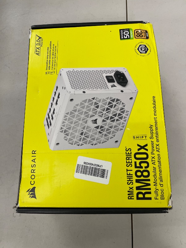 Photo 1 of CORSAIR RM850x Shift Fully Modular ATX Power Supply - 80 Plus Gold - ATX 3.1 - PCIe 5.1 - Zero RPM - Modular Side Interface - White