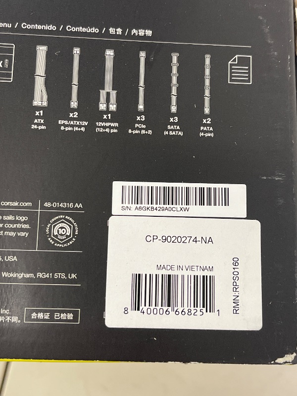 Photo 1 of CORSAIR RM850x Shift Fully Modular ATX Power Supply - 80 Plus Gold - ATX 3.1 - PCIe 5.1 - Zero RPM - Modular Side Interface - White